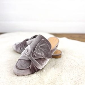 Lavender Purple Velvet Bow Slip On Mules, a new day, 7.5